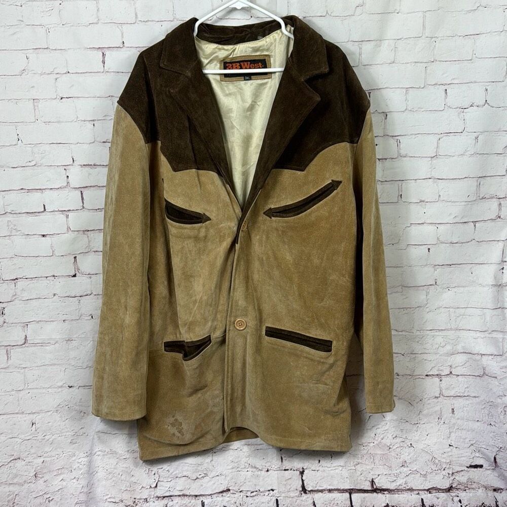 3B West Transmith Jacket Mens 3XL Vintage Suede Genuine Leather Native American
